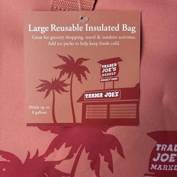 Trader Joe's Large Insulated Reusable Tote Bag 8 Gallon Peach Color LIMITED NWT - Picture 4 of 7